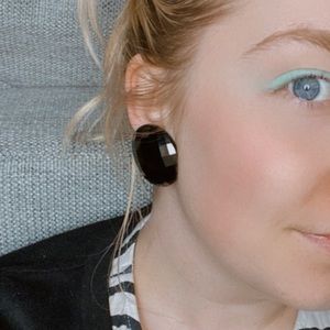 Vintage Black Disco Ball Clip On Earring Round Sparkle Plastic